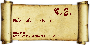 Máté Edvin névjegykártya